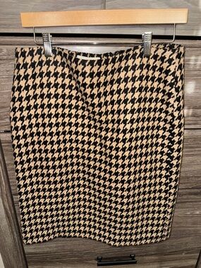 Talbots Wool Blend Houndstooth Skirt - Black & Camel
